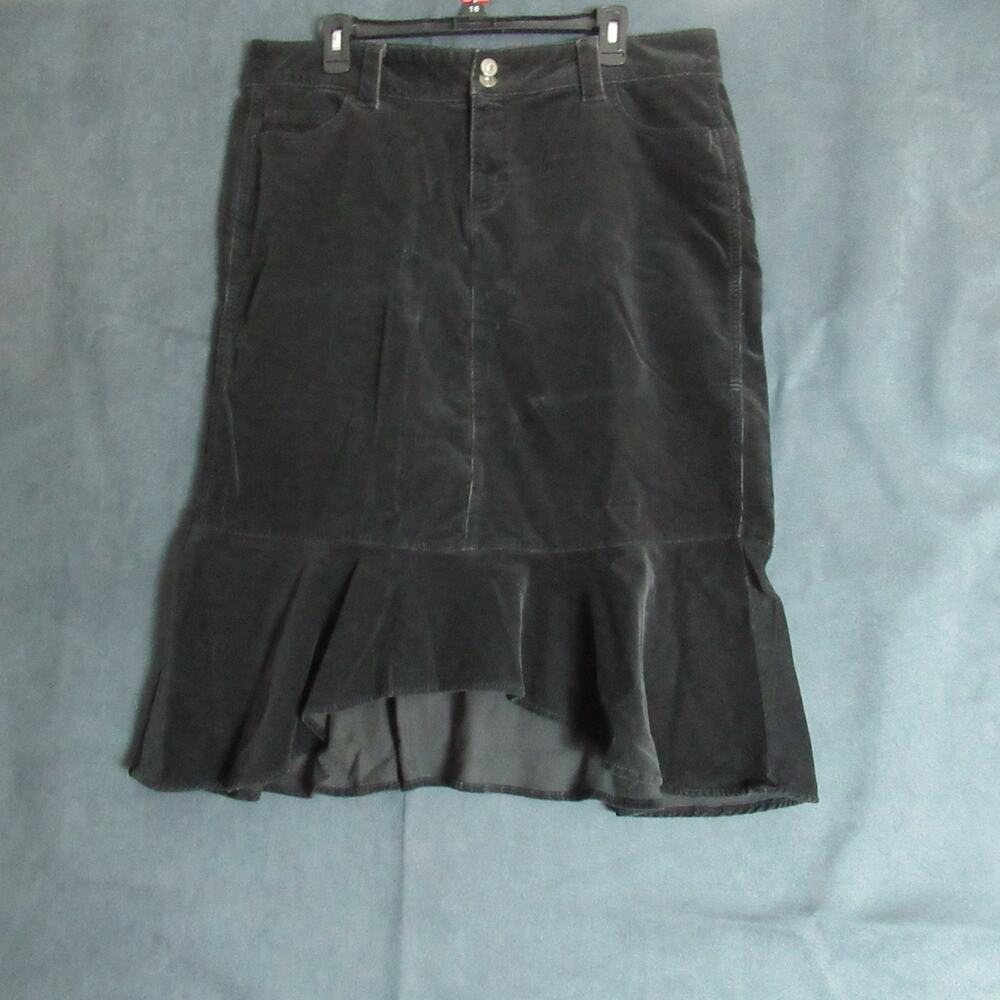 Riders Copper Skirt Women 15M Black Corduroy Hi Lo Flounce Church Modest Cowgirl